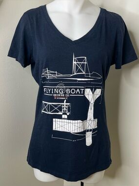 SUMMER CLEARANCE! Navy Vneck Flying Boat Brewing Co St Pete, FL  Graphic Tee